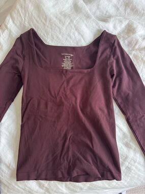 Intimately Free People Square Neck Long Sleeve Top - Burgundy